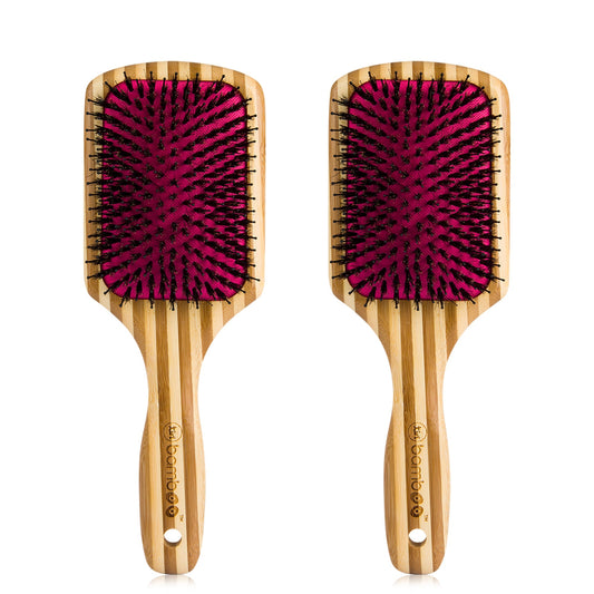 (Value 2-Pack) Detangling XL Bamboo Paddle Brush with Boar Bristles