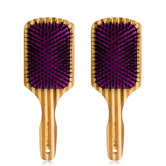 (Value 2-Pack) Detangling XL Bamboo Paddle Brush with Boar Bristles